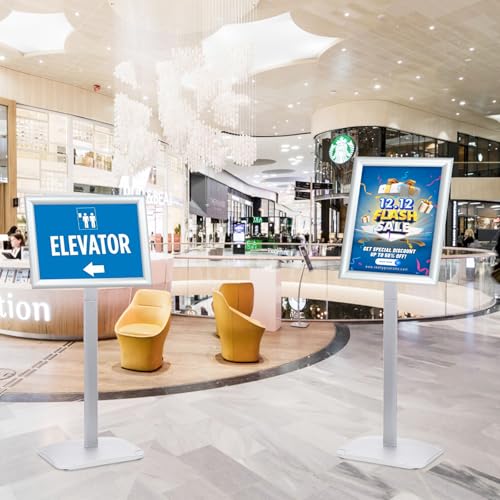 Heavy Duty Pedestal Sign Holder, 11 x 17" Floor Standing Sign Holder - color: Silver, size: 11x17in