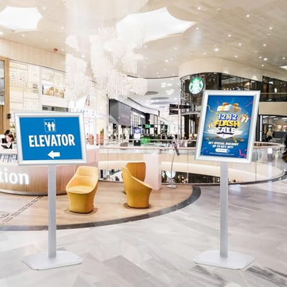 Heavy Duty Pedestal Sign Holder, 11 x 17" Floor Standing Sign Holder - color: Silver, size: 11x17in