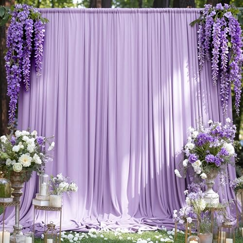 MEETSKY Purple Backdrop Curtains,Wedding Backdrop Drapes,5ft x 7ft,2 Panels - color: Light Purple, size: 60"W x 84"L (Pack of 2)