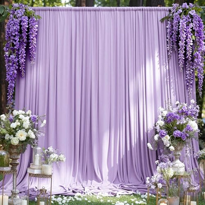MEETSKY Purple Backdrop Curtains,Wedding Backdrop Drapes,5ft x 7ft,2 Panels - color: Light Purple, size: 60"W x 120"L (Pack of 2)