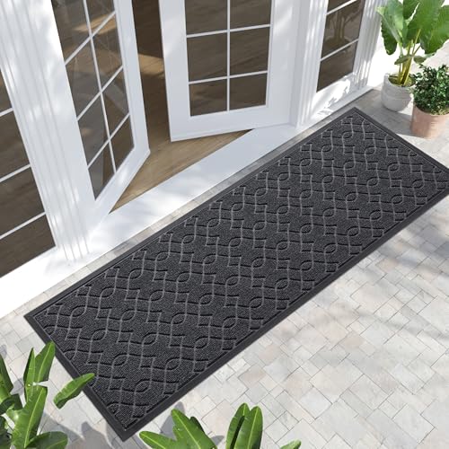 Yimobra Outdoor Runner Rug 72x24, All-Season Waterproof Doormat,Black Gray - color: Black Gray, size: 72x24 Inch
