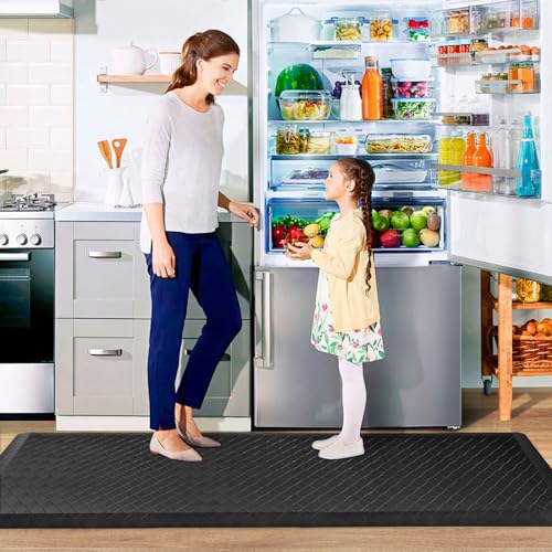 HappyTrends Kitchen Floor Mat - 4/5 Inch Thick Anti-Fatigue Kitchen Rug - color: Black, size: 72"L x 22"W x 0.8"Th