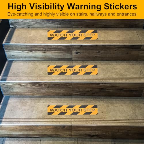 HARFINGTON 5Pcs Watch Your Step Floor Decals Stickers 6"x24" Warning Tape