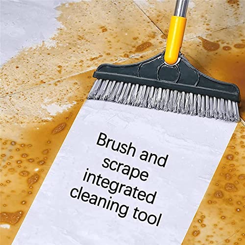 2 in 1 Floor Brush Scrubber with Long Handle Grout Brush 3 Poles 53.5'' New Upgrade Stiff Bristle Cleaning Scrub Brush with Squeegee 120°Rotating Tile Brush for Cleaning Bathroom Glass Patio Kitchen - color: Green