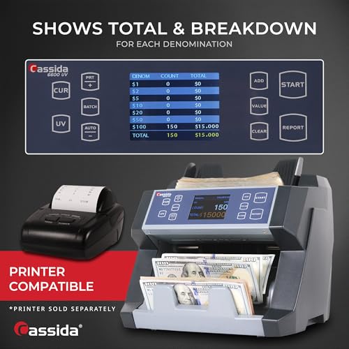 Cassida Money Bill Counter I Business Grade I 1,400 Notes/Min I 6600 UV - size: Medium (6600 Uv)