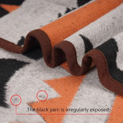 PuTian Merino Wool Blend Blanket, Warm Washable Throw, 87×63 Grey Flame - color: Grey 803, size: 63" × 87"