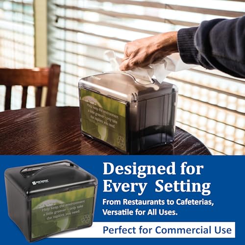 San Jamar Tabletop Napkin Dispenser – Restaurant Napkin Dispenser Mini Interfold with Insert Space for Cafes, Foodservice, Black Pearl - size: Universal