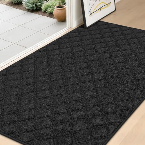 BEQHAUSE Dirt Trapper Door Mat 36" x 60" Non-Slip Washable, Black - color: Black, size: 36" X 60" (Rectangular)