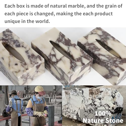 DUANYAN Luxury Marble Tissue Box Cover, Calacatta Marble Tissue Box Holder - color: Calacatta Viola