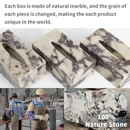DUANYAN Luxury Marble Tissue Box Cover, Calacatta Marble Tissue Box Holder - color: Calacatta Viola