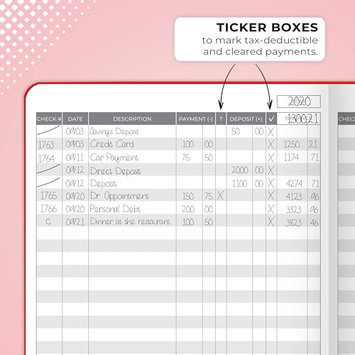 Clever Fox Check Register Book, Checkbook Ledger, 5.8x8.3 Red - color: Red, size: A5 (5.8'' x 8.3'')