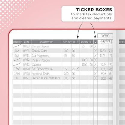 Clever Fox Check Register Book, Checkbook Ledger, 5.8x8.3 Red - color: Red, size: A5 (5.8'' x 8.3'')