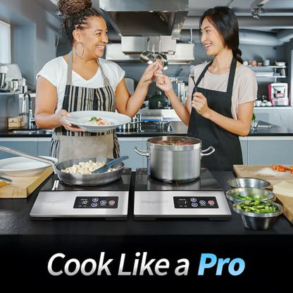 ChangBERT 1800W Commercial Grade Induction Cooktop, NSF Certified Portable Large 8" Heating Coil, 12" Heat Resistant Cooking Surface Premium Stainless Steel Pro Chef Professional Burner Hot Plate - style: MobiCook Series