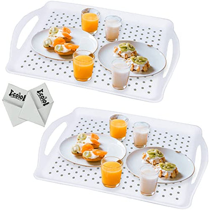 ECOIOU Non Slip Food Serving Tray with Handles, White - color: White