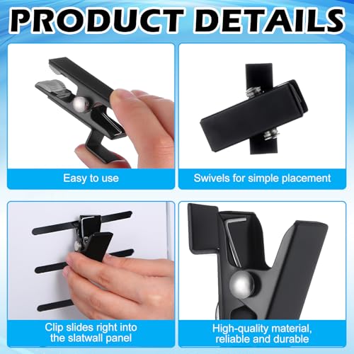 Zonon 12 Pack Black Metal Slatwall Clips 2 Inch Slatwall Accessories - style: Black