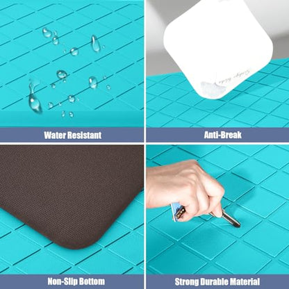 Cushioned Kitchen Mat 2 PCS, Anti Fatigue Kitchen Rugs, Heavy Duty Non-Skid, Ergonomic Comfort Foam Kitchen Floor Mat for Home, Office, Sink, Laundry, Teal - color: Teal