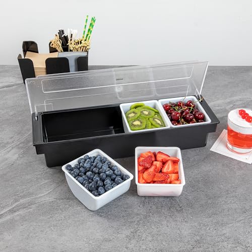 Restaurantware-CADDY INSERTS ONLY: Bar Lux 1.6 Pint Inserts For Condiment Dispensers, 4 Replacement Inserts For Garnish Caddies - Condiment Caddy Sold Separately, Sturdy, White Plastic Tray Inserts - size: 1.5 Pint