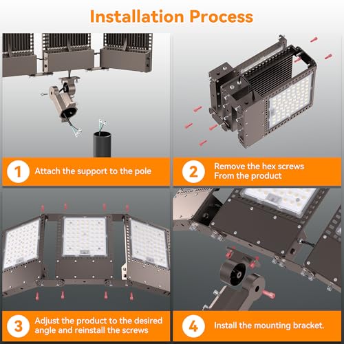 2025 New Upgraded 450W Dusk to Dawn LED Parking Lot Light 67500lm 5000K, ETL, AC85-277V, IP67 Waterproof Adjustable 3-Head Street Lights Outdoor, Pole & Wall-Mounted Flood Lights for Stadium - size: 3-Head 450W