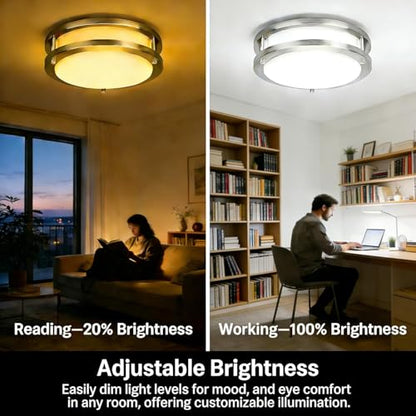 Drosbey 42W Dimmable LED Ceiling Light Fixture, Flush Mount Light Fixture for Kitchen, Bathroom, Bedroom, Garage, 4200 Lumens, 500W Equivalent, Daylight 5000K, Brushed Nickel - color: Brush Nickel, size: 42W
