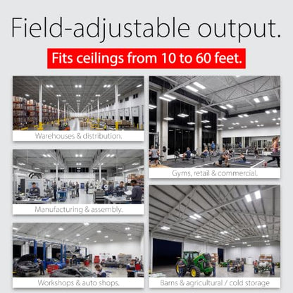 RAB Lighting RBAY15S LED High Bay Light - 130W 100W 80W Adjustable Linear High Bay Lighting Fixture - 3500K 4000K 5000K Dimmable 0-10V - Warehouse Shop Light 120-277V - size: S