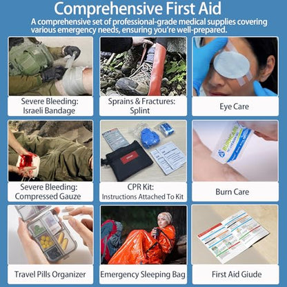 Besst Survivor Comprehensive First Aid Kits- Advanced Trauma Kits with Labeled Compartments, Large Emergencies Medical Kits for Car, Home, Camping and Outdoor Emergencies -324Piece Set - size: Max