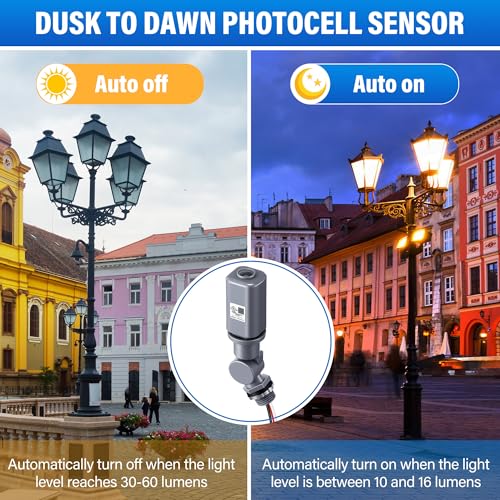 2 Pack Photocell Sensor for Outdoor Light, 120-277VAC Swivel PhotoCell