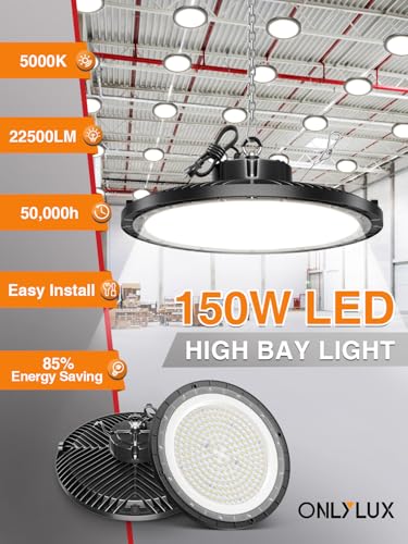 ONLYLUX UFO LED High Bay Light, 10 Pack, 150W, 5000K, 22500LM