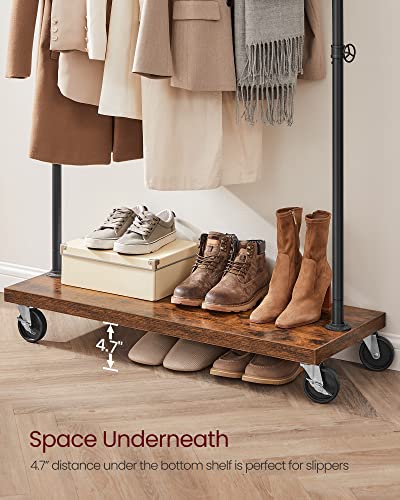 VASAGLE Clothes Rack, Heavy-Duty Rolling Garment Rack with Shelf