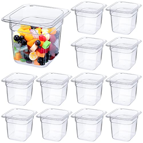 Yinder 12 Pcs 1/6 Size Clear Plastic Food Pans Stackable,4'' Deep - size: 4'' Deep