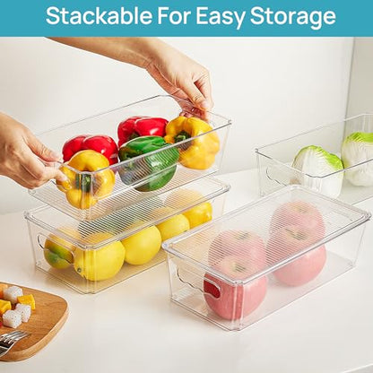 Vtopmart 4pcs Clear Stackable Storage Bins with Lids - size: With Lid