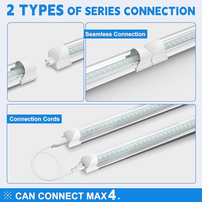 SHOPLED 8FT LED Shop Light, 80W 10800LM 6000K Linkable, Dual-Row LED Chips - size: 8FT-4 Count