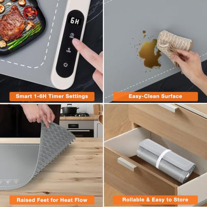 FYY Extra Long Warming Mat for Food, Rapid and Full Surface Heating Gray - color: Gray, size: XXX Large Size: 45"x15"