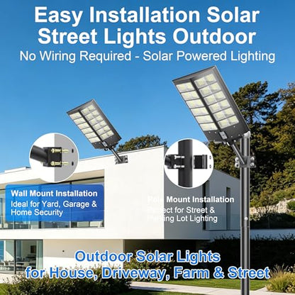 Solar Street Lights Outdoor Waterproof 9000W LED Solar Power Street Light Dusk to Dawn with Mention Sensor Flood Light Large Outdoor Solar Lights for Yard, Entryway Garage - size: L--2PCS