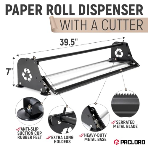 36" Paper Dispenser with Cutter + 30 lb Natural Brown Kraft Paper Roll - color: 1 Roll + Dispenser, size: 36" x 1200' 30 Lb