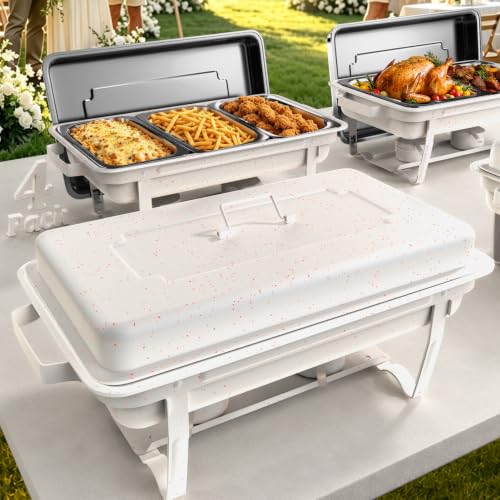 Sifer 11Qt Chafing Dishes for Buffet, No Any Screws, 4 Pack, White - color: White