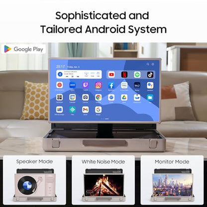 apolosign packgo 27-Inch Portable Entertainment System, Compact Suitcase Design Smart TV, Android OS, Bluetooth 3D Speakers, Built-in Battery 6H, Briefcase Screen Perfect for Travel & Parties (White) - color: White