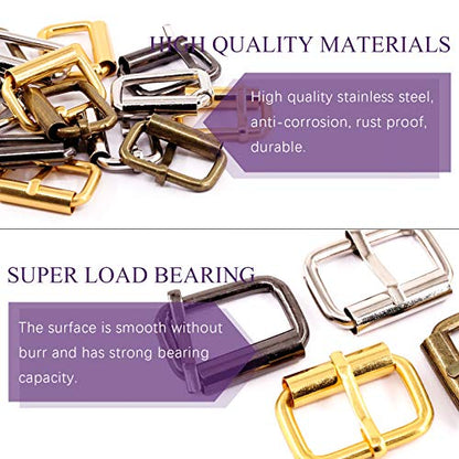 Swpeet S1175 60Pcs Heavy Duty 1 Inch / 25mm Bronze Multi-Purpose Metal Roller Buckles Metal Rings for Belts Hardware Bags Ring Hand DIY Accessories Keychains Belts and Dog Leash - style: Metal Roller Buckles