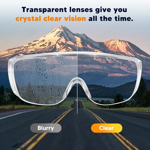 Clear Safety Glasses Over Eyeglasses 12 PACK ANSI Z87.1 Impact Resistant Wide Vision Fits Over Most Prescription Glasses Dust/Chemical Splash Proof Lightweight Protective Eyewear for Men Women - color: 12 Pack/ Clear Glasses