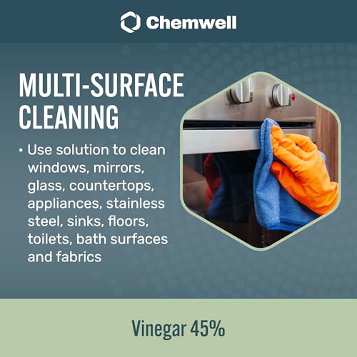 Chemwell 45% Vinegar (1 Gallon) - General Purpose All-Natural Multi-Surface Cleaner for Home, Patio & Commercial - High Performance, Powerful Concentrated Acetic Acid - Made in USA - color: 45% - 1 Gallon