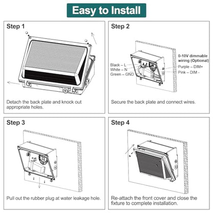 kadision LED Wall Pack with Photocell, 150W/120W/100W, Glass Lens, 4-Pack