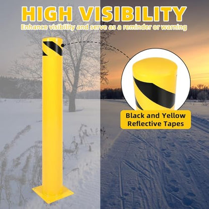 Kojem (2Pcs) 42 inch Steel Safety Bollard Parking Barrier Post Safety - size: 2Pcs