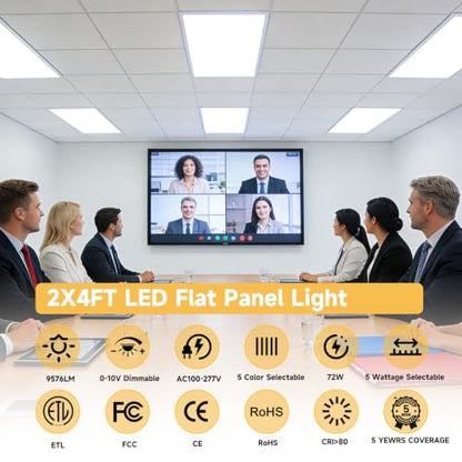 48 Pack 2x4 LED Flat Panel Lights with 5CCT Selectable, 9576LM, ETL - size: 2x4FT 48PACK
