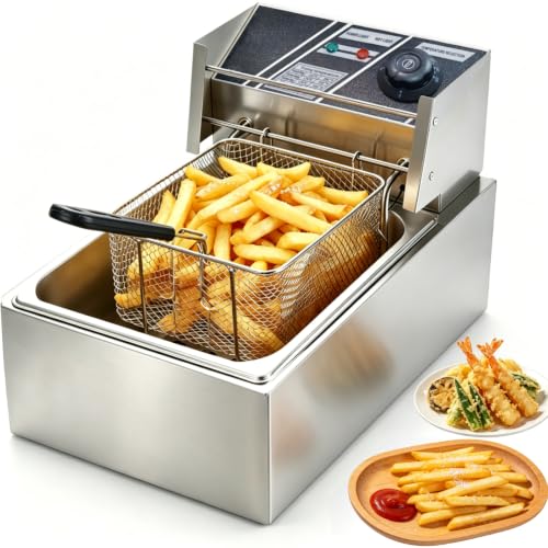 Electric Deep Fryer with Basket, Stainless Steel, 10.5Qt