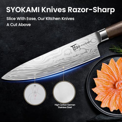 SYOKAMI 14-Piece Kitchen Knife Set with Magnetic Block, New for 2026 - size: 14 Piece with Rotatable Block