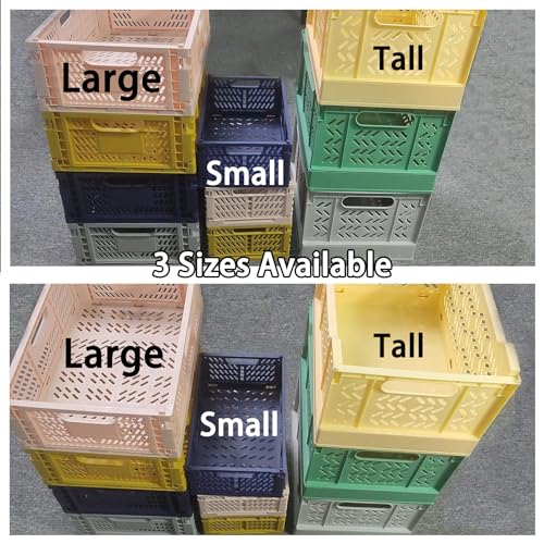 2 Pack Stackable Storage Crates, Plastic Foldable Baskets Large, Gray - color: Gray, size: Large: 15.7" x 11.8" x 5.9"