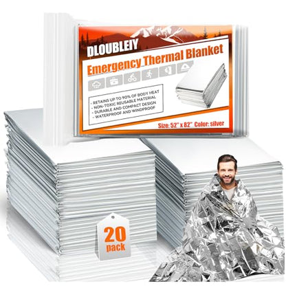 20-Pack Emergency Mylar Blankets, Thermal Space Blankets - size: 20 Pack