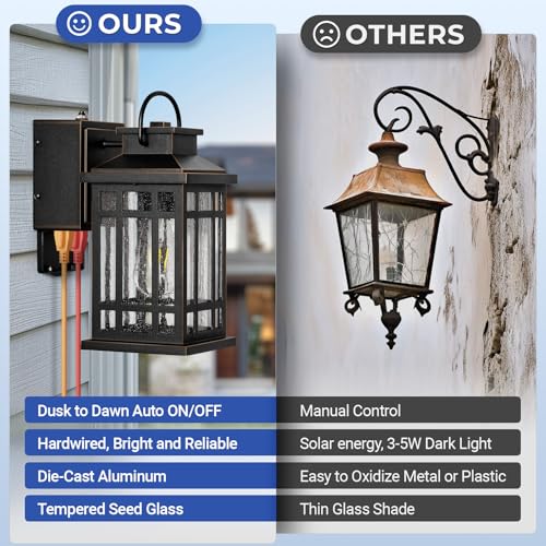 Exterior Lighting Fixtures with GFCI Outlet, Black Easy-to-Install - color: Black(Gold Trim), size: D2D 1-Pack