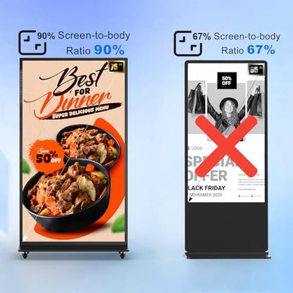 75 Inch Full Screen Indoor Floor Stand Digital Signage Kiosks Android 11 System 2GB+32GB LCD Poster Display With WiFi/HDMI/USB Input Auto Media Player, 4K UHD&CMS Remote Management for Retail Business - size: 75 Inch