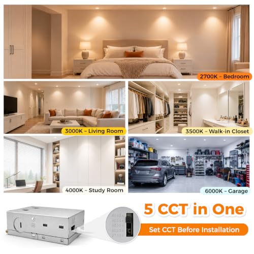 6 Pack 3 Inch Anti-Glare LED Recessed Ceiling Light, 5CCT, Dimmable, CRI90+