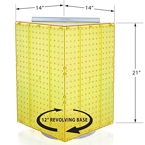 Azar Displays 701414-YEL-4C32 Rotating Countertop Display Kit with Peg Hooks Included, 14 Inches Wide x 14 Inches Deep x 20 Inches High, Pegboard Spinner Organizer, Yellow - color: Yellow, style: Pegboard + Hooks